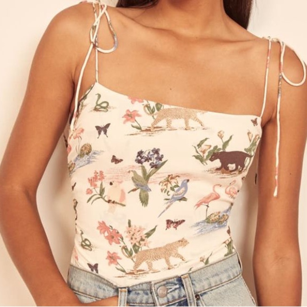Reformation Lupe Top in Rainforest Print Size 4